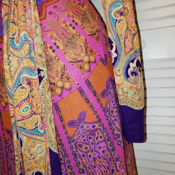{Etro} Abstract Print Jersey Knit VNeck Wrap Dress - Picture 7 of 8